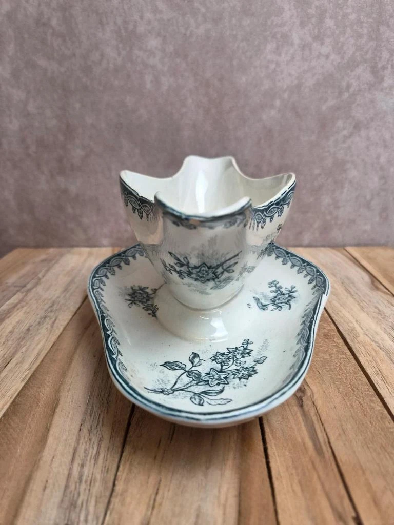 Terre De Fer Saint-amandinoise Margot model sauce boat – antique blue decor – photo 2